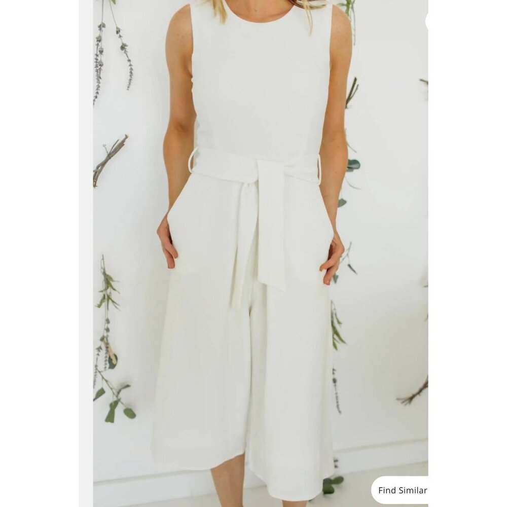Bishop + Young Rachel Cropped Jumpsuit in White - Size Large